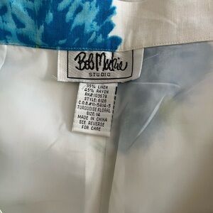Bob Mackie Studio White and Blue Floral Lightweight Pants